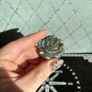 Iridescent Labradorite Stone Rose Carving